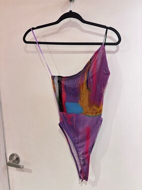 ZARA Purple Abstract Print Bodysuit